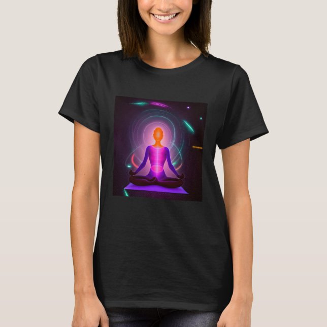 Yoga Girl Female Sun Salutation Meditation Chakra T-Shirt (Vorderseite)