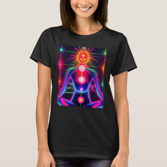 Yoga Girl Female Sun Salutation Meditation Chakra  T-Shirt (Vorderseite)
