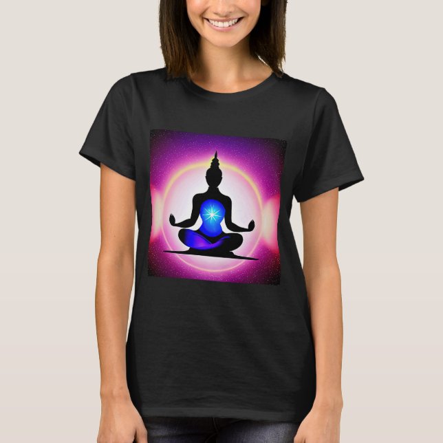 Yoga Girl Female Sun Salutation Meditation Chakra T-Shirt (Vorderseite)