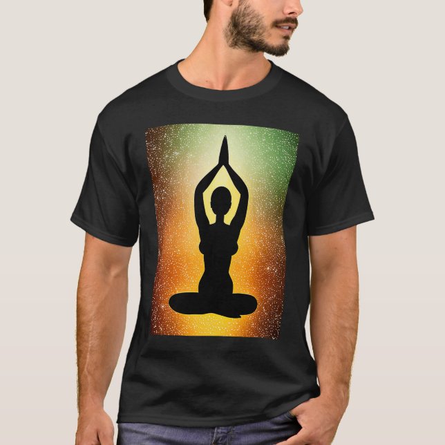 Yoga Girl Female Sun Salutation Meditation Chakra T-Shirt (Vorderseite)