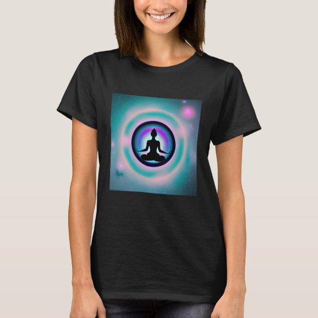 Yoga Girl Female Sun Salutation Meditation Chakra T-Shirt (Vorderseite)