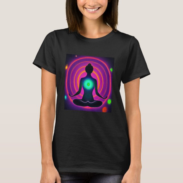 Yoga Girl Female Sun Salutation Meditation Chakra  T-Shirt (Vorderseite)