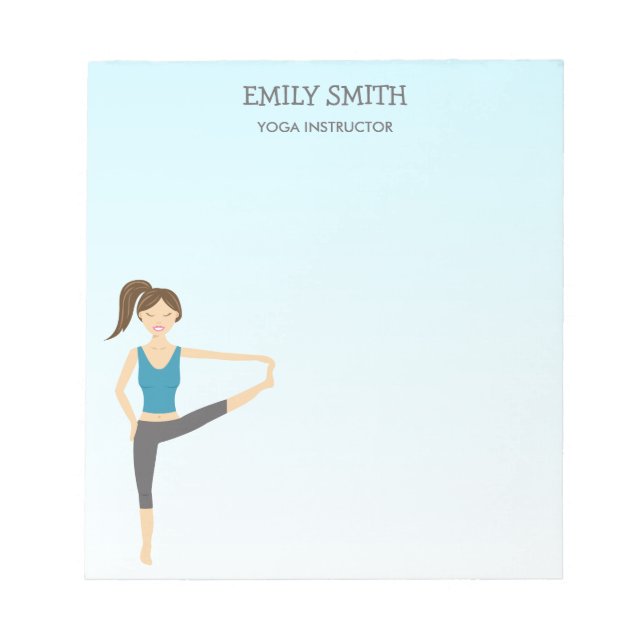 Yoga Girl in Hand zum Toe Yoga Instructor Notizblock (Vorderseite)