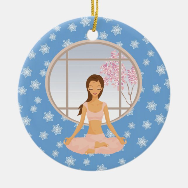 Yoga-Girl Keramik Ornament (Vorne)
