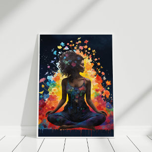 Yoga Girl Meditation Blume Universum Poster