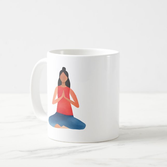Yoga Girl Meditation Namaste Kaffeetasse (Vorderseite Links)