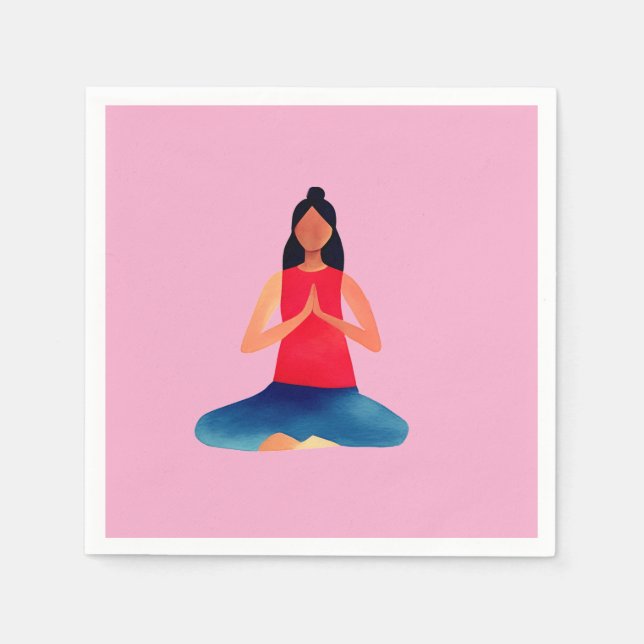 Yoga Girl Meditation Namaste Serviette (Vorderseite)