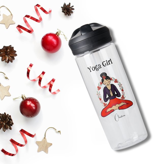 Yoga Girl  Trinkflasche (This design makes a great holiday gift for your favorite Yogi. Festive and fun year round, Cheers!)