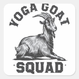 Yoga Goat Squad Funny Goat Meditation Lover Quadratischer Aufkleber