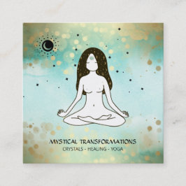 *~* Yoga Goddess Celestial Moon Magic Boho Aquamar Quadratische Visitenkarte