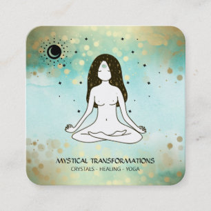 *~* Yoga Goddess Celestial Moon Magie Aquamarin Bo Quadratische Visitenkarte