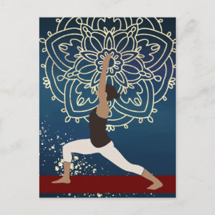 Yoga Gold, Blue und Red Mandala Personalisiert Postkarte