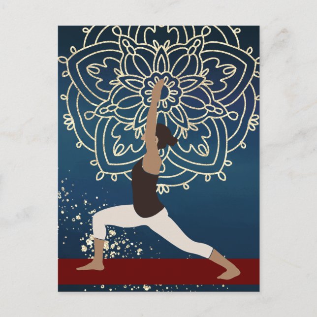 Yoga Gold, Blue und Red Mandala Personalisiert Postkarte (Vorderseite)