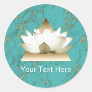 Yoga Gold Lotus Modern Türkis & Gold Marmor Runder Aufkleber
