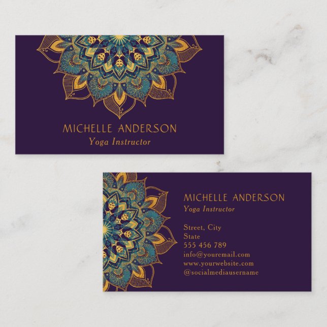 Yoga Gold Mandala Visitenkarte (Vorne/Hinten)