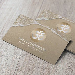 Yoga Gold Om Symbol Klasse Strand Sand & Wasser Visitenkarte
