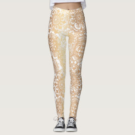 Yoga (Gold und White Boho Mandala) Leggings