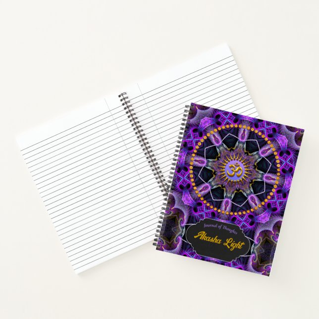 Yoga Golden Om Lila Fraktal Mandala Journal Notizbuch (Innenseite)