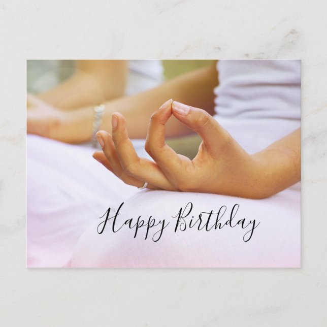 Yoga Happy Birthday Card Falten Sie den Zeigefinge Postkarte (Vorderseite)