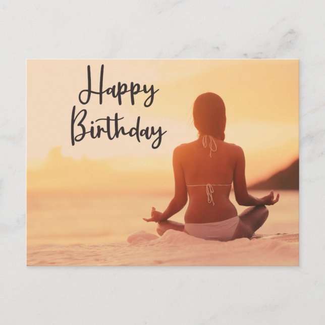 Yoga Happy Birthday Card Postkarte (Vorderseite)