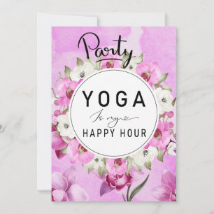 Yoga Happy Hour mit lila orchid Aquarell pink Einladung