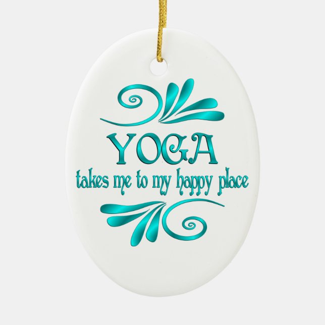 Yoga Happy Place Keramik Ornament (Vorne)