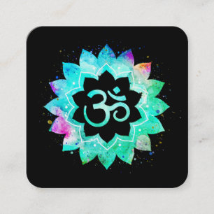 *~* Yoga Healer Lotus Blume Mandala Om Om Symbol Quadratische Visitenkarte