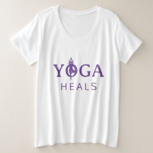 Yoga Heals Plus Size T-Shirt mit Pose-Silhouette