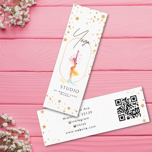 Yoga Health And Wellness Holistic Gold Stars Mini Visitenkarte (Yoga Health And Wellness Holistic Gold Stars Mini Business Card)