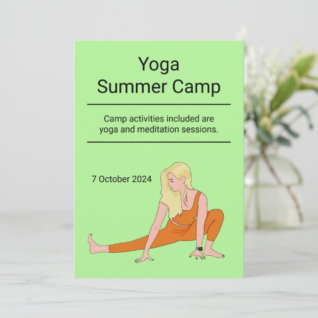 Yoga Health Custom Class Camp Retreat Einladung (Stehend Vorderseite)