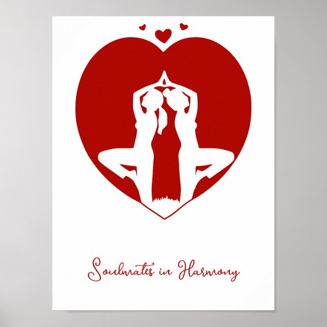 Yoga Heart Silhouette Personalisiert Poster (Vorne)