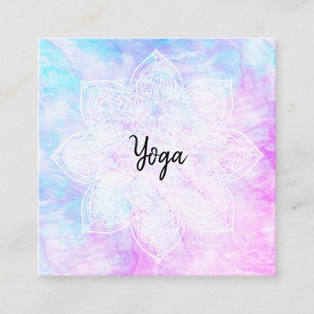 *~* Yoga-HeilerLacey weißer Mandala-magentarotes Quadratische Visitenkarte (Vorderseite)