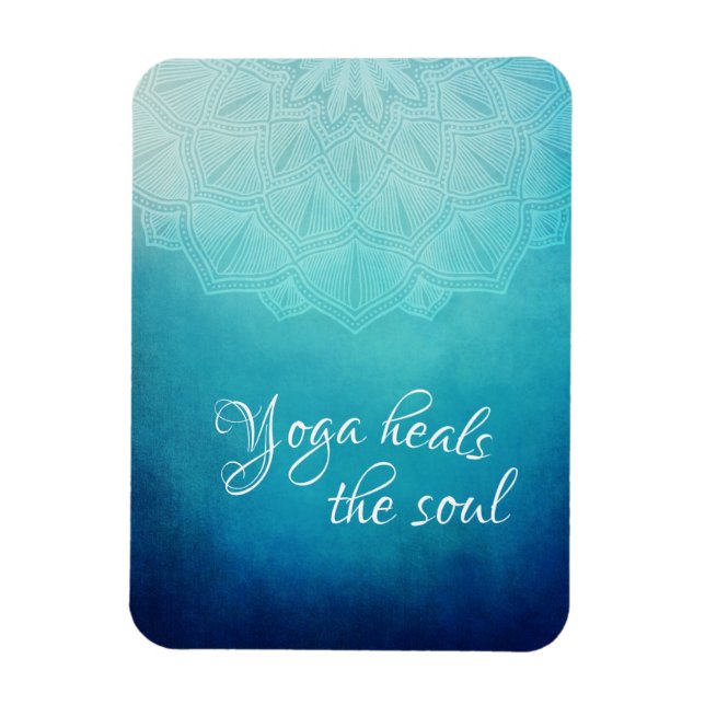 Yoga heilt den Soul-Text mit Blue Mandala Magnet (Vertikal)