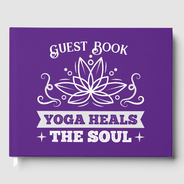 Yoga heilt die Soul Quote Lotus Blume Lila Gästebuch (Vorderseite)