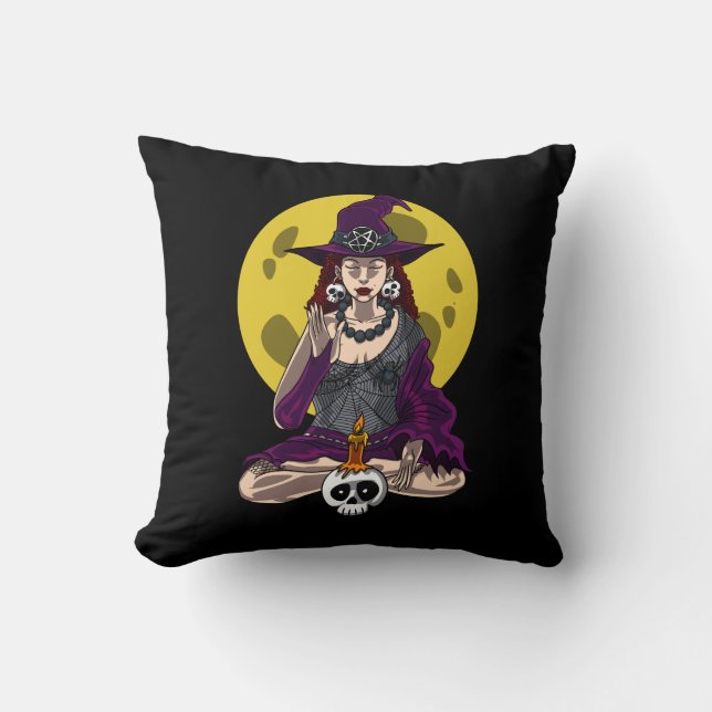 Yoga Hexch Zen Meditation Namaste Halloween Kissen (Vorderseite)