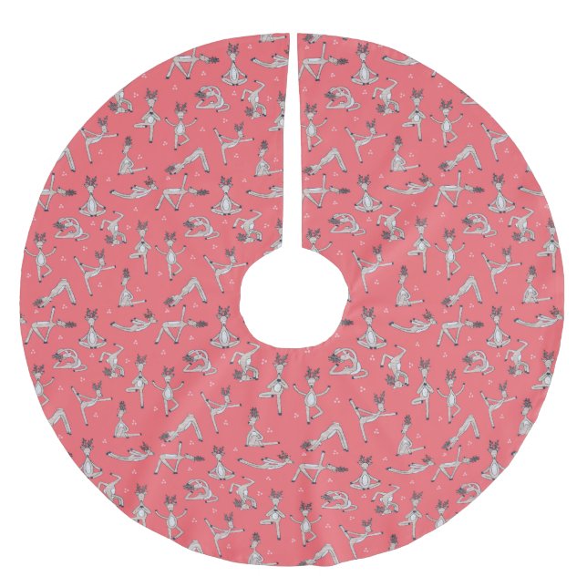 Yoga-Hirschrock Polyester Weihnachtsbaumdecke (Vorderseite)