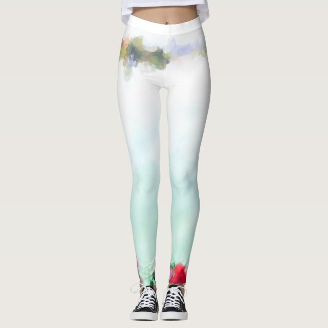 Yoga Hosen - weiss-mint Leggings (Vorderseite)