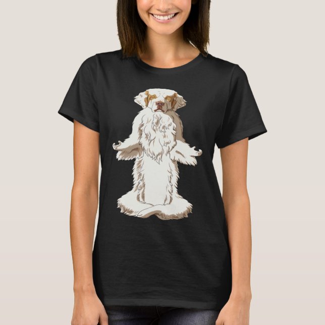 Yoga Hund Clumber Spaniel T-Shirt (Vorderseite)
