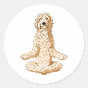 Yoga Hund Labradoodle  Runder Aufkleber