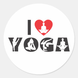 Yoga - I Liebe Yoga Runder Aufkleber