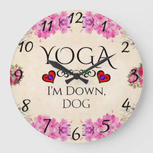 Yoga, ich bin unten, Dog Wall Clock Große Wanduhr