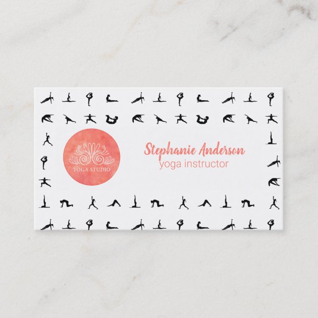 Yoga Icon | Aquarell | Yoga-Posen Visitenkarte (Vorderseite)