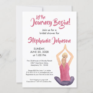 Yoga Inspiriert Rosa Weißes Brautparty Einladung