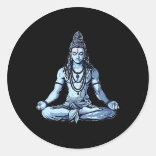 Yoga-inspirierte Shiva Mahadev-Sitzpose für Hindu Runder Aufkleber