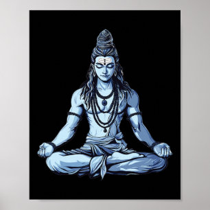 Yoga-inspirierte Shiva Mahadev-Sitzpose für Hindus Poster