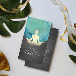 Yoga Instructor Aquamarin Black Gold Meditation Po Visitenkarte