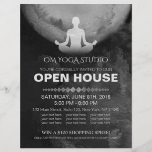 Yoga Instructor B&W Meditation Pose ZEN Open House Flyer