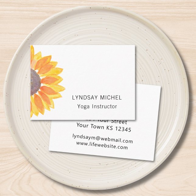 Yoga Instructor Business Card für moderne Sonnenbl Visitenkarte (Von Creator hochgeladen)