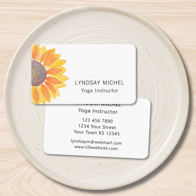 Yoga Instructor Business Card für moderne Sonnenbl Visitenkarte (Von Creator hochgeladen)