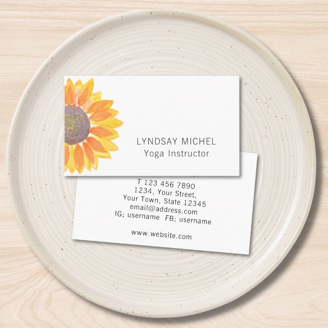 Yoga Instructor Business Card für moderne Sonnenbl Visitenkarte (Von Creator hochgeladen)